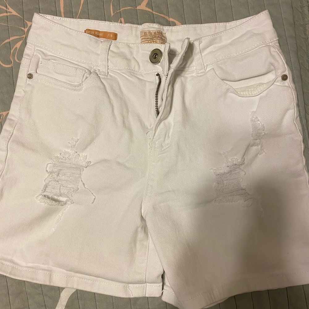 white jean shorts
